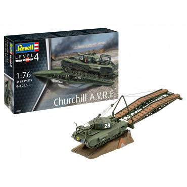 KIT PARA MONTAR REVELL TANQUE DE GUERRA CHURCHILL A.V.R.E. 1/76 87 PEÇAS REV 03297